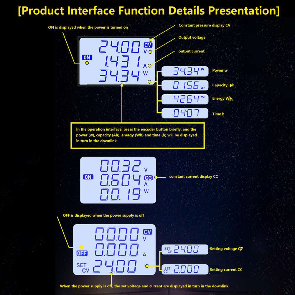 Parts Power Supply Adjustable CV-CC 0-60V 20A / 1200W DC Module Regulated