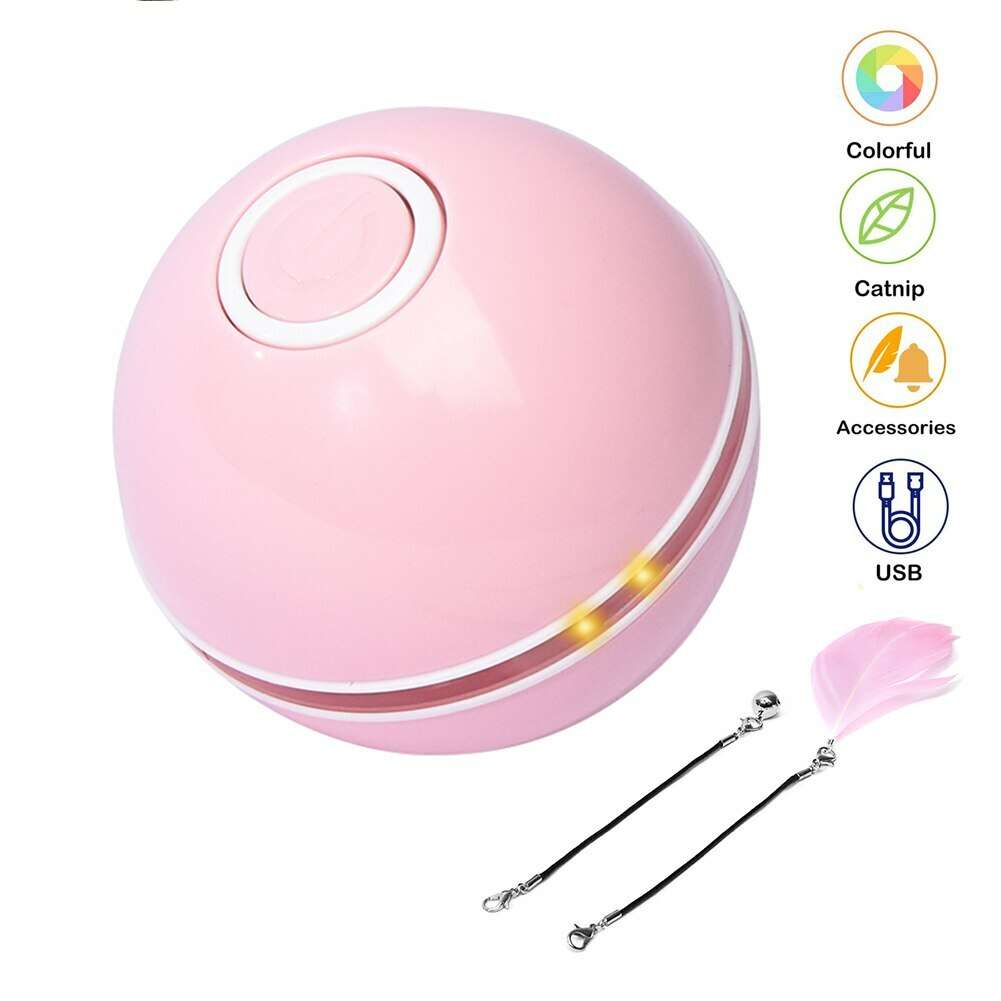 Smart Rechargeable Interactive Cat Toy Colorful LED Self Rotating Catnip Ball