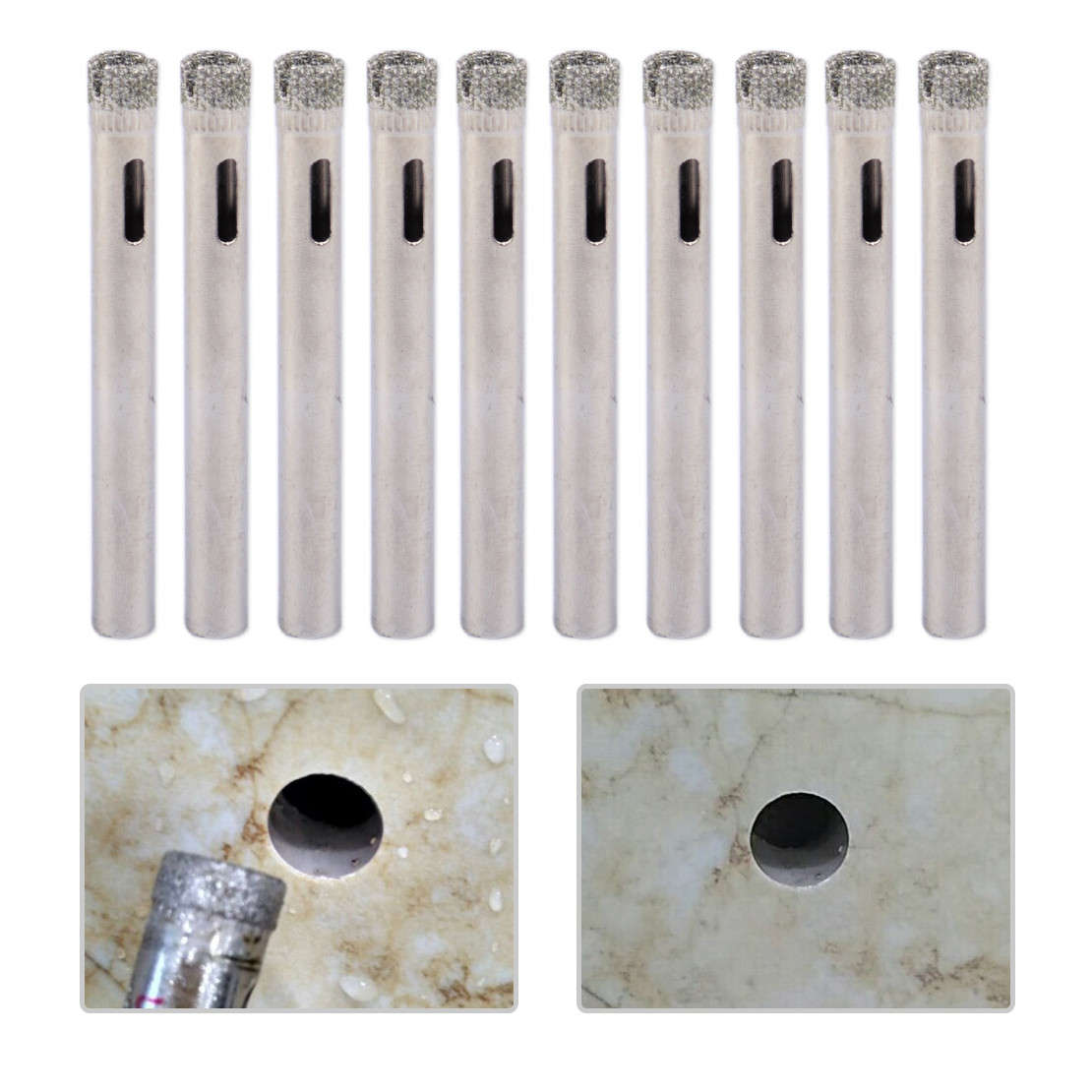 10xDiamond Hole Saw Drill Bit Set Fit for Glass Jewelry Ceramic Marble Tile 6mm