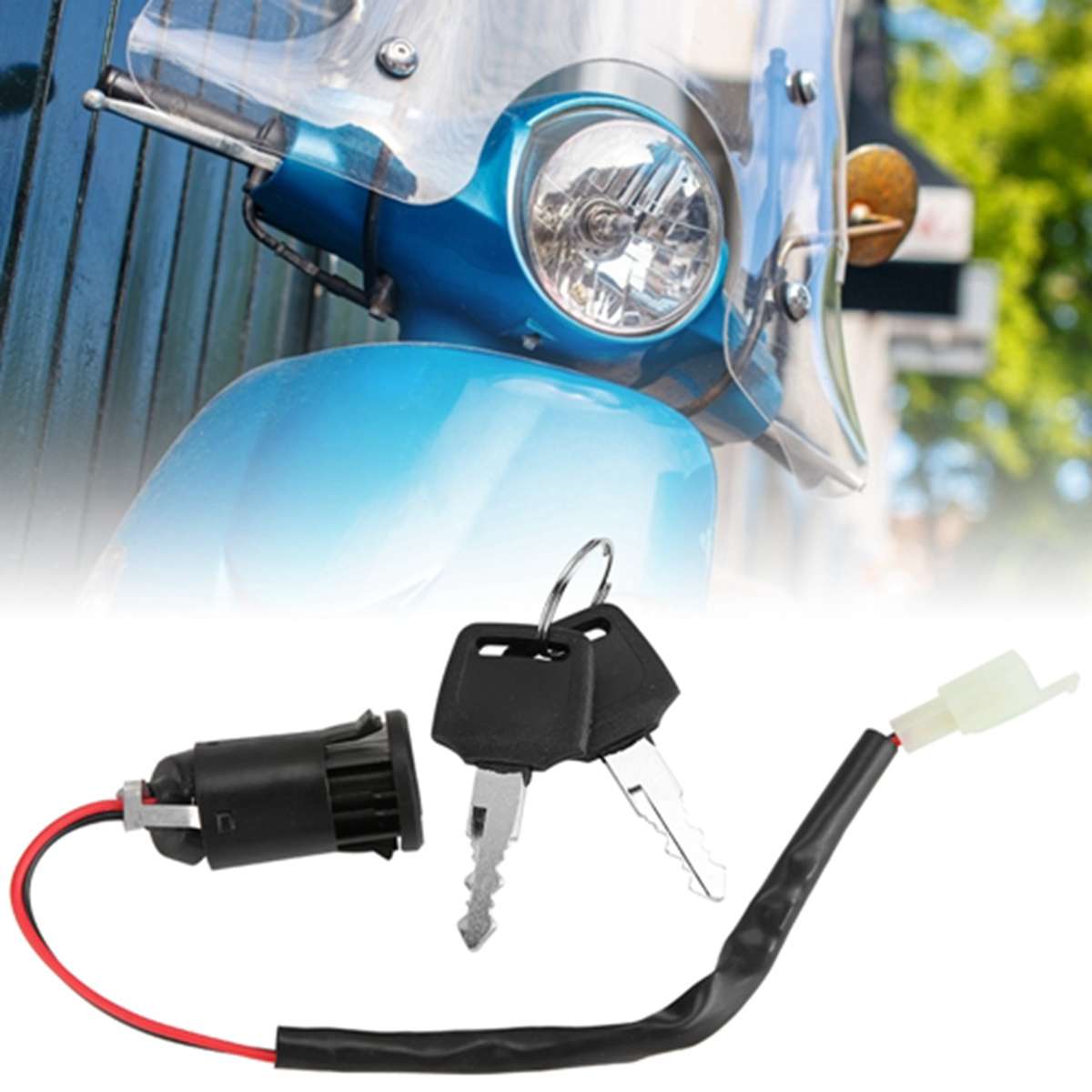 2 Pcs Universal Off Road Motorcycle 2 Wire 2 Key Ignition Switch Lock With CW