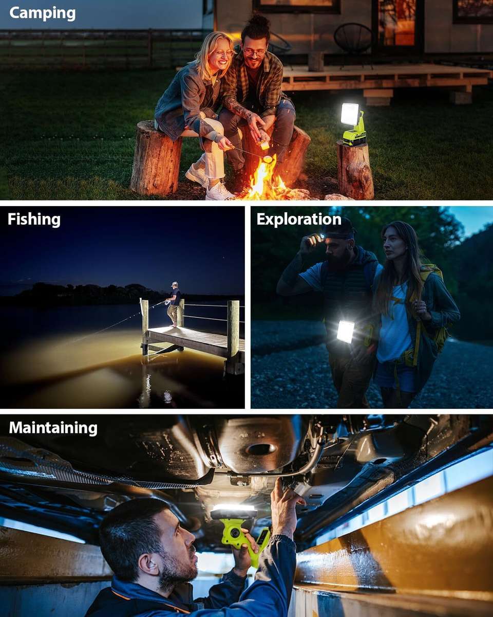 Cordless LED Work Light for Ryobi 18V Battery 15W LED Floodlight Emergency Lamp