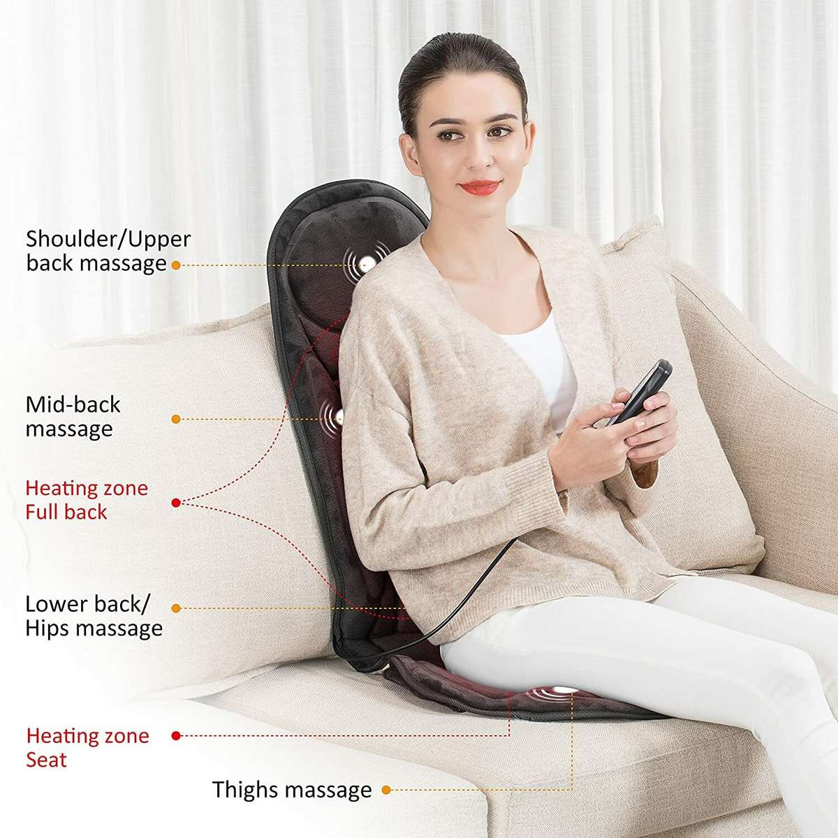 Cushion Massage Full Seat with Heat 5 Massage Points