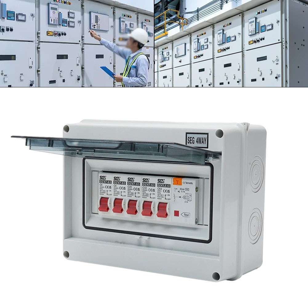 4 Way Garage Shed Camper Van Caravan Consumer Unit Fuse Box With RCD And 4 X MCB
