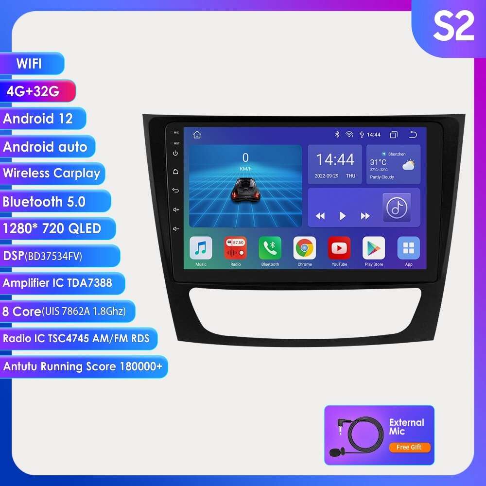 For Mercedes Benz E-Class W211 CLS Android 12 CarPlay Stereo Radio BT GPS 4+32GB