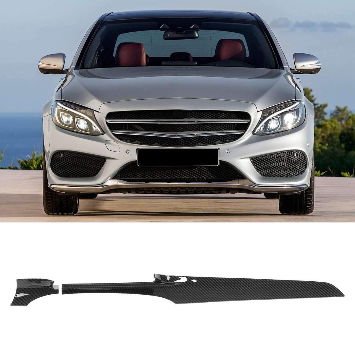 2PCS Center Console Dashboard Cover Trim For Benz C Class W205 2015+(Carbon CHW