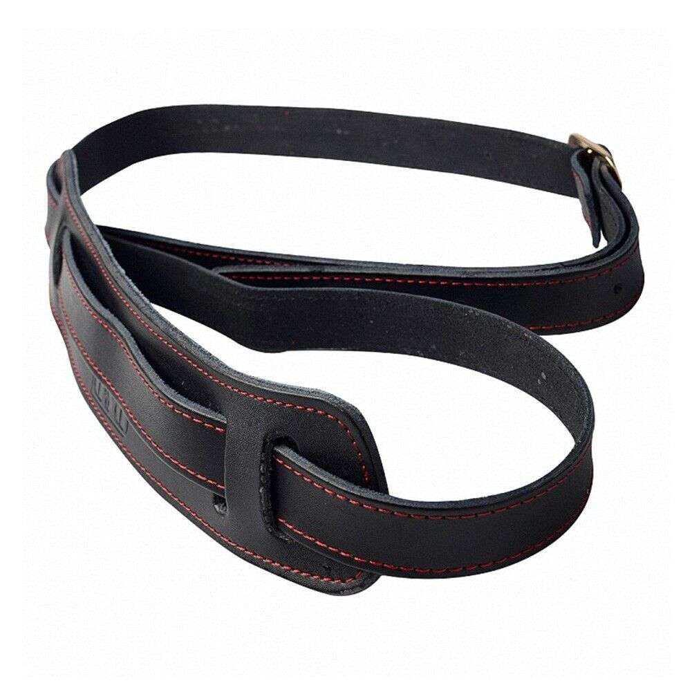 P??P Deluxe Vintage Adjustable Heavy Duty Leather Guitar Strap - Black