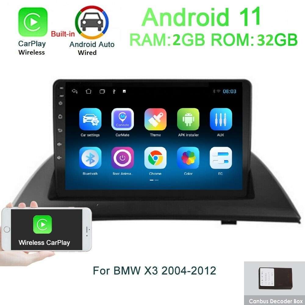 Android11 9" Car Radio Stereo CarPlay WiFi BT GPS Navi For BMW X3 E83 2004-2012