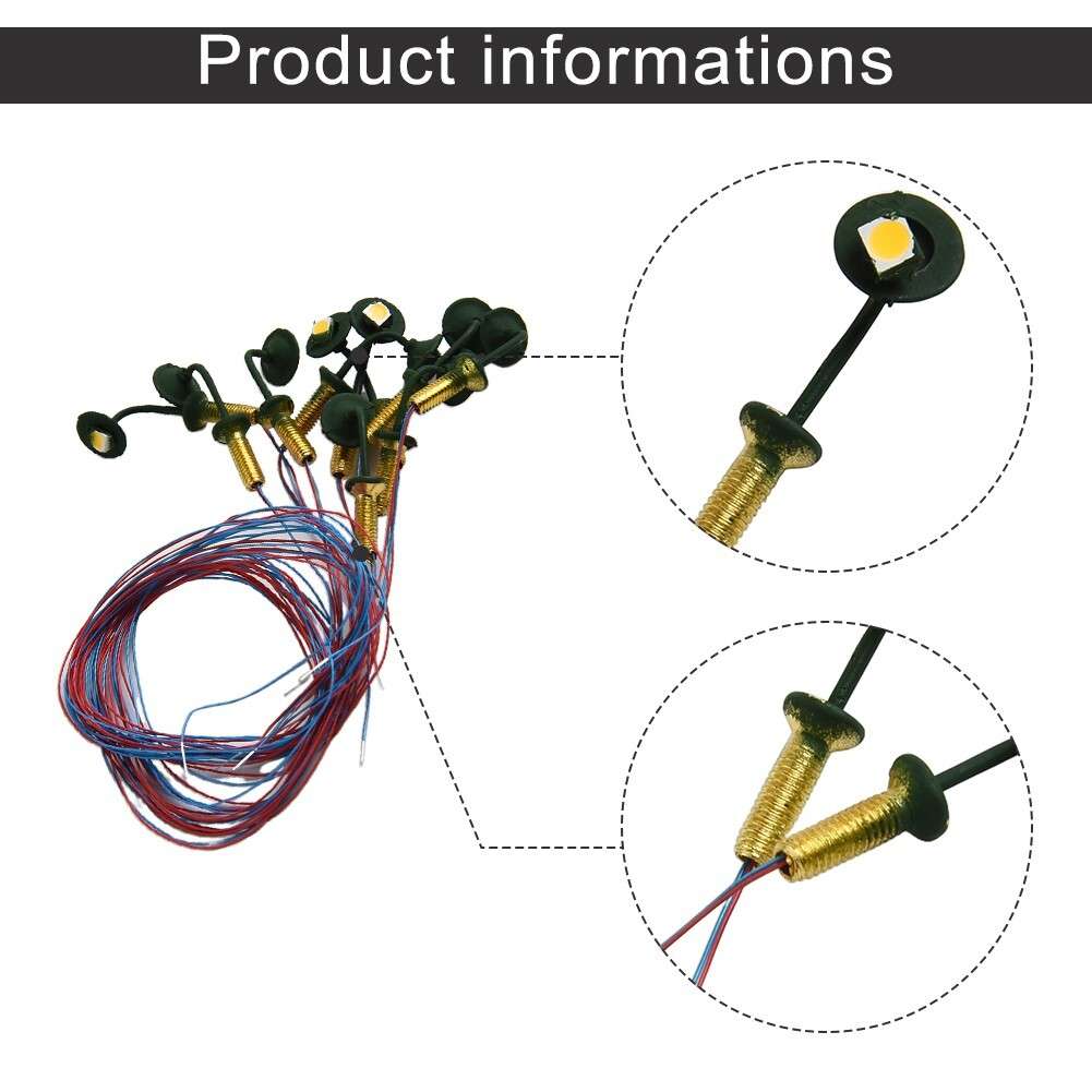 10 X OO / HO Scale Street Bracket Light Model Wall Lamp Posts LED Building