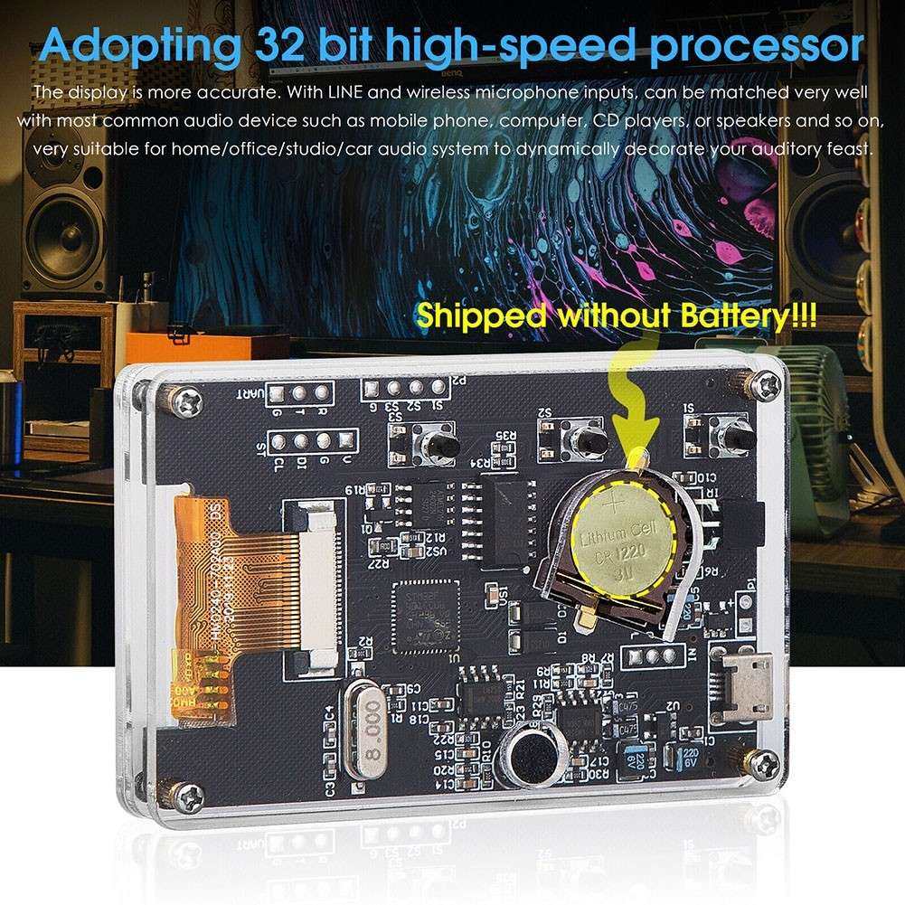 MIC+LINE Sound Level Meter Clock Stereo Audio Display Music Spectrum Visualizer