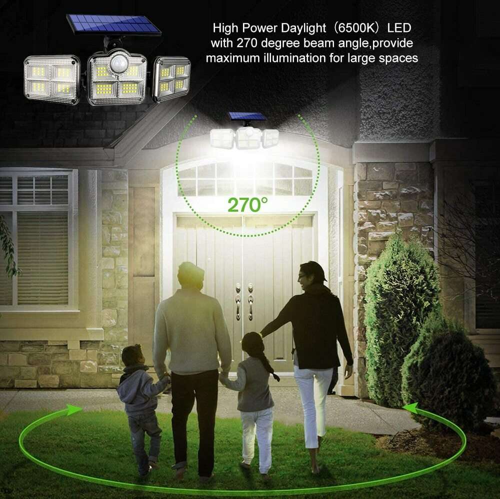 Solar LED Street Lamp Motion Sensor Remote Control Wall Flood Yard Outdoor Lamp Separation-122 SMD