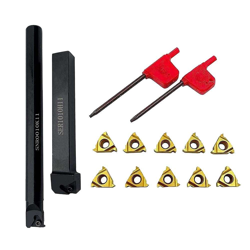 Lathe Threading Tool External Internal Holder W/ Inserts Wrench Set 11ER AG60