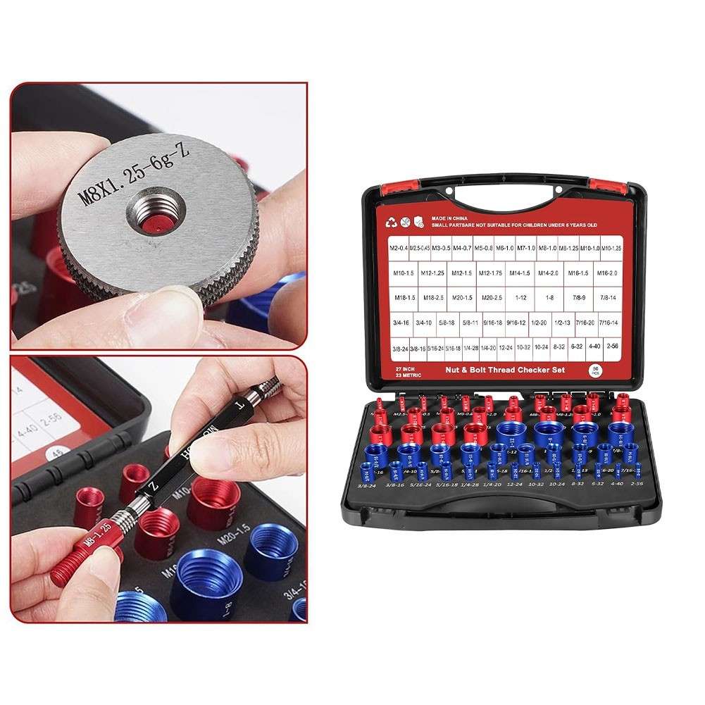 50pcs Nut And Bolt Thread Gauge Set For SAE And Metric Thread Identification