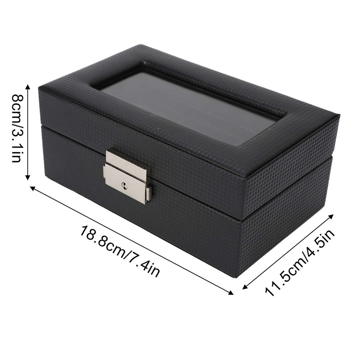 3 Slot Watch Box Lockable Small PU Leather Watch Jewelry Storage Case With C CHW