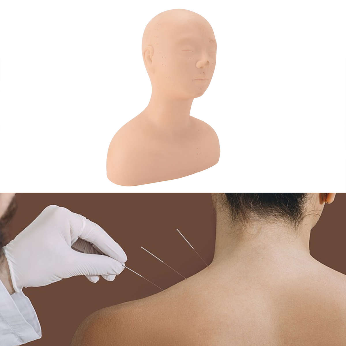 Bald Cosmetology Mannequin Head Soft Silicone Acupuncture Makeup E CHW