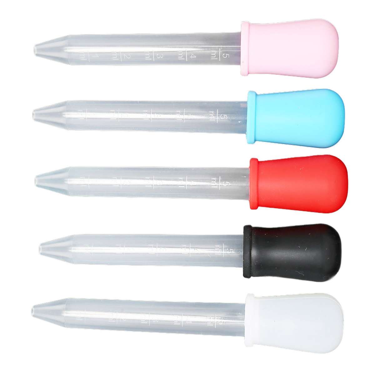 5pcs Liquid Transfer Pipettes Silicone Clear Scale Washable Transparent Cali CHW