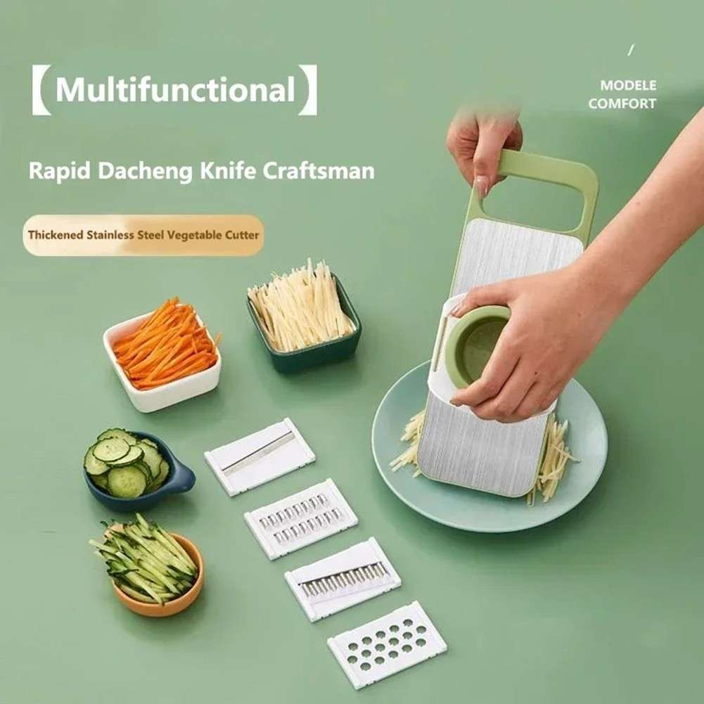 5 In 1 Vegetable Cutter Manual Kitchen Vegetable Slicer Graters Stainless Steel