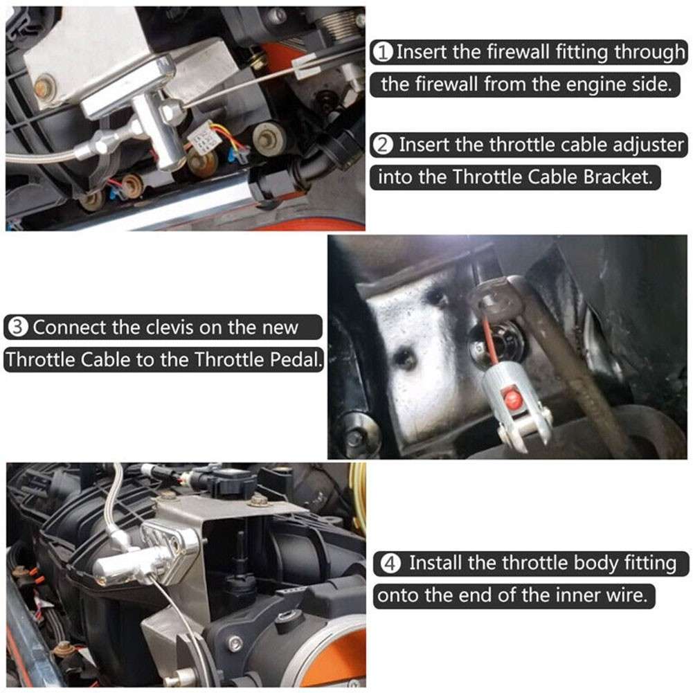 Replacement Throttle Cable Kit Gas Cable Braided Throttle Fit Most Gas Pedals