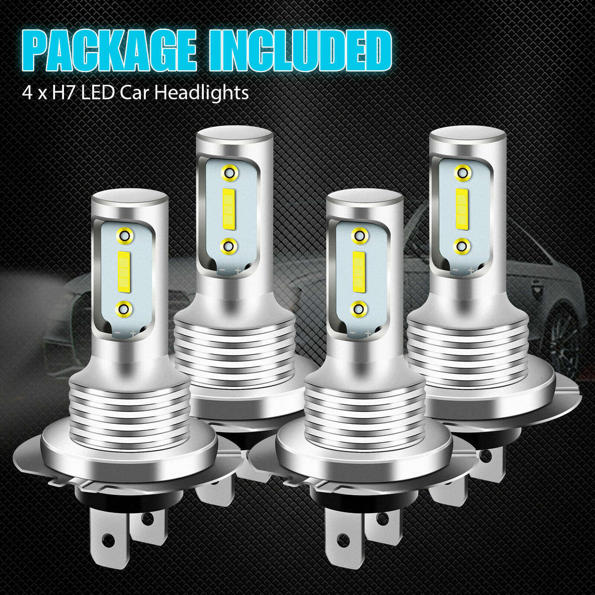 4x H7 LED Headlight Bulb Kit High Low Beam 220W 32000LM Super Bright 6000K White