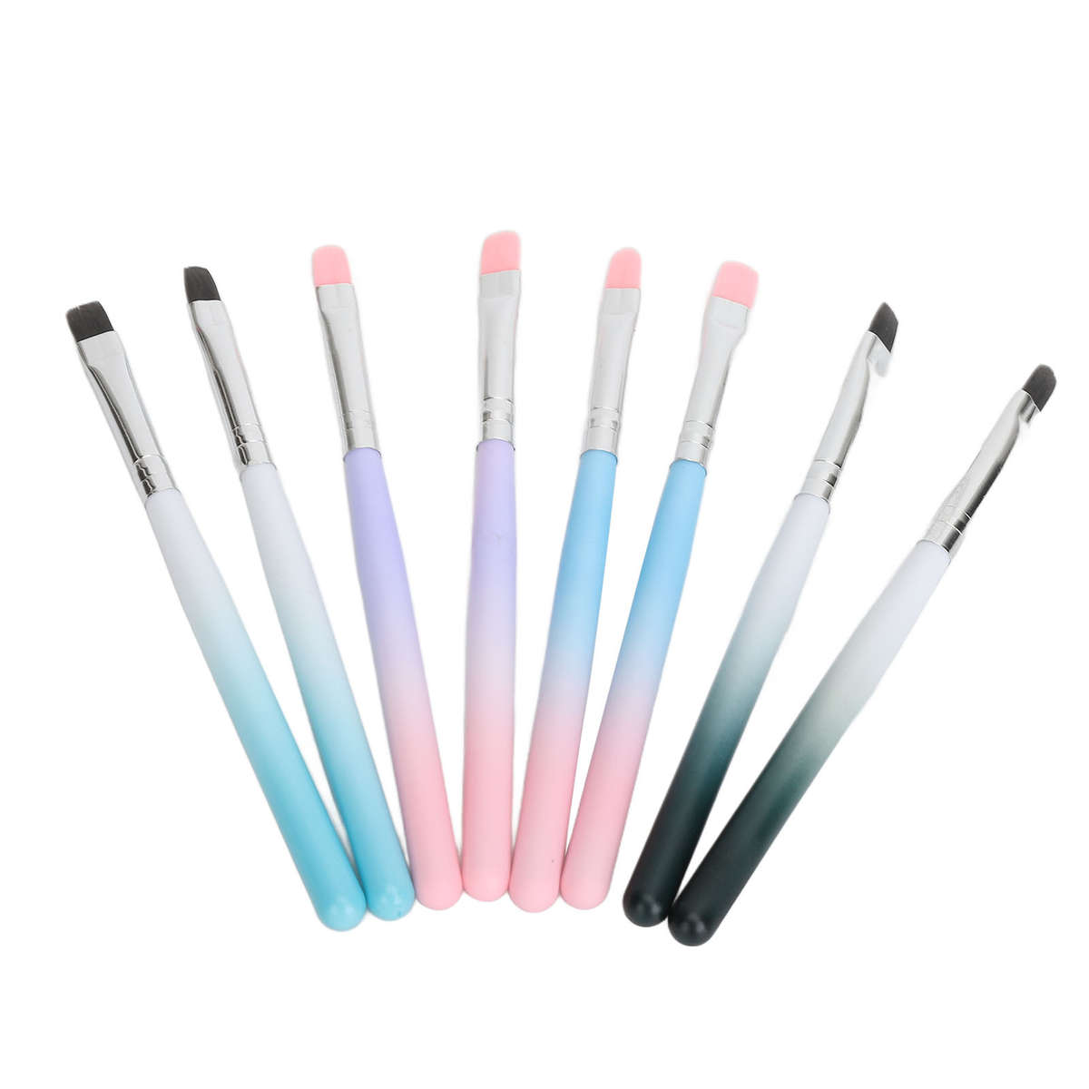 8pcs UV Gel Nail Extension Brush Round Square Head Gradient Handle Nail Tips CHW