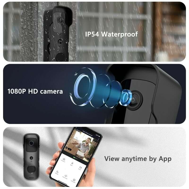 Two-Way Doorbell WiFi Video Smart Talk Door Bell Ring 1080p HD Security Camera