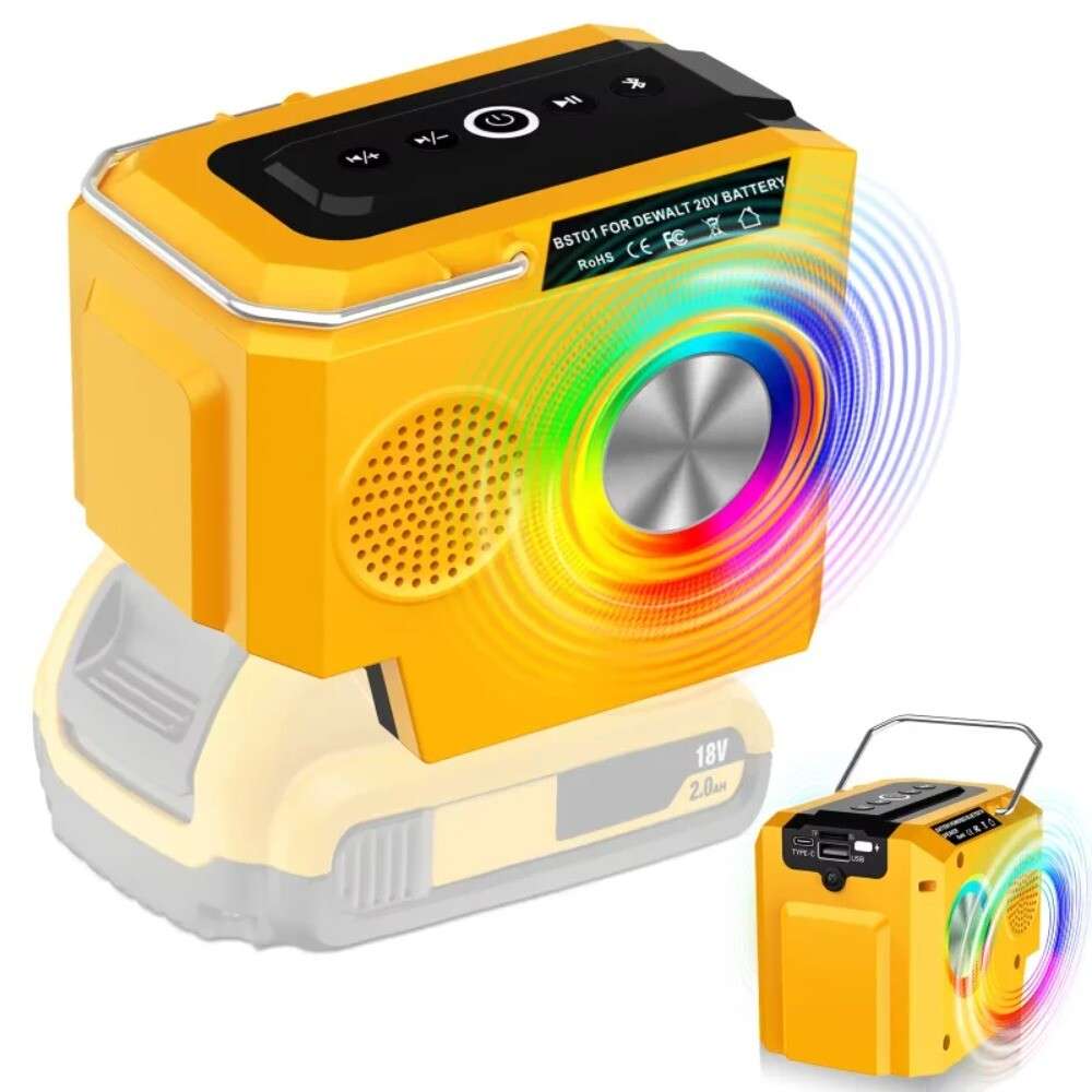 Portable Speaker Bluetooth Player Loudspeaker For Dewalt 18V 20V Li-ion Battery