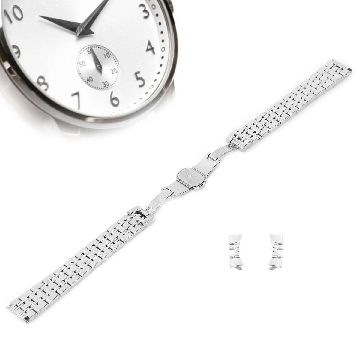 14mm Watch Band Stainless Steel Watch Strap Replacement Watch Band Strap Acc CHW