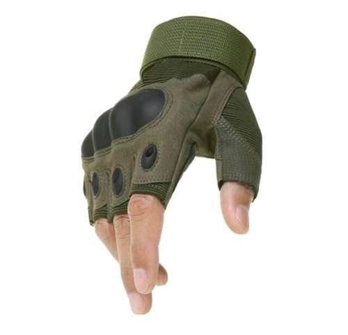 # 1 - Half Finger Glove With hardend Knuckle Unisex GREEN / LARGE