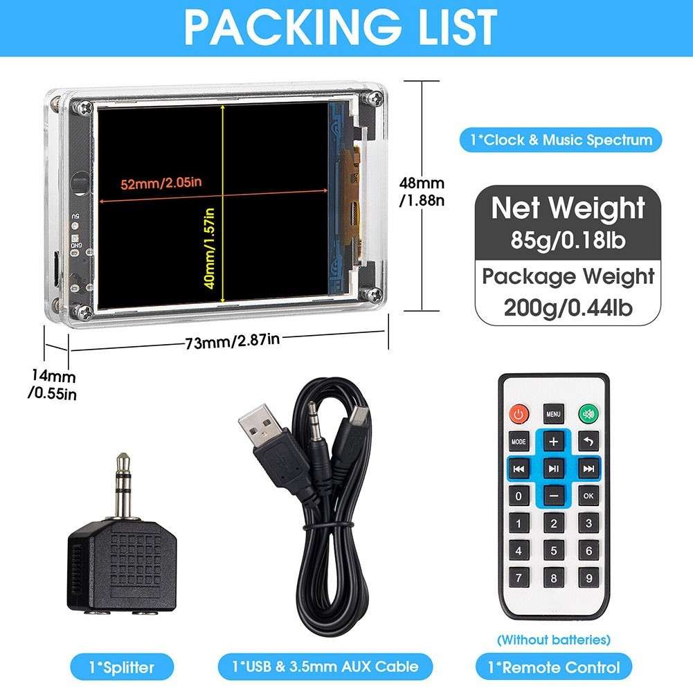MIC+LINE Sound Level Meter Clock Stereo Audio Display Music Spectrum Visualizer