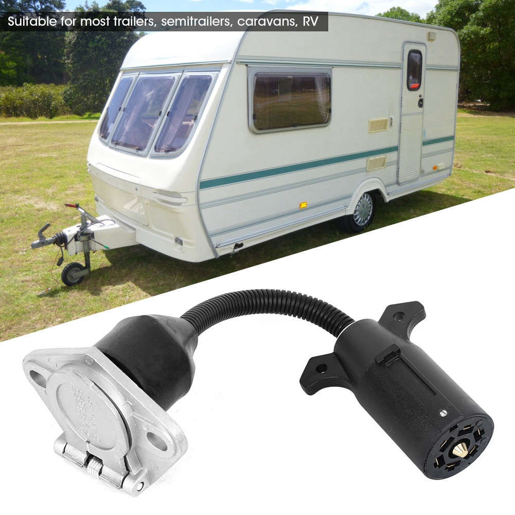 7 Flat Blade To 7 Round Pin Adapter US Type Universal Part For Most RV Trailers