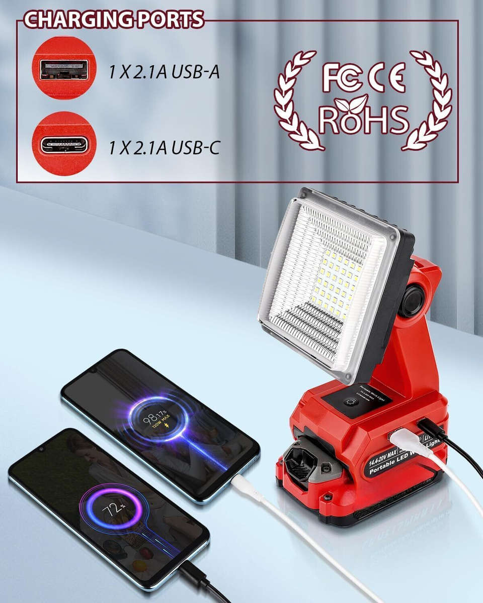 Floodlight Cordless LED Work Light for Craftsman V20 Battery LED Floodlight USB