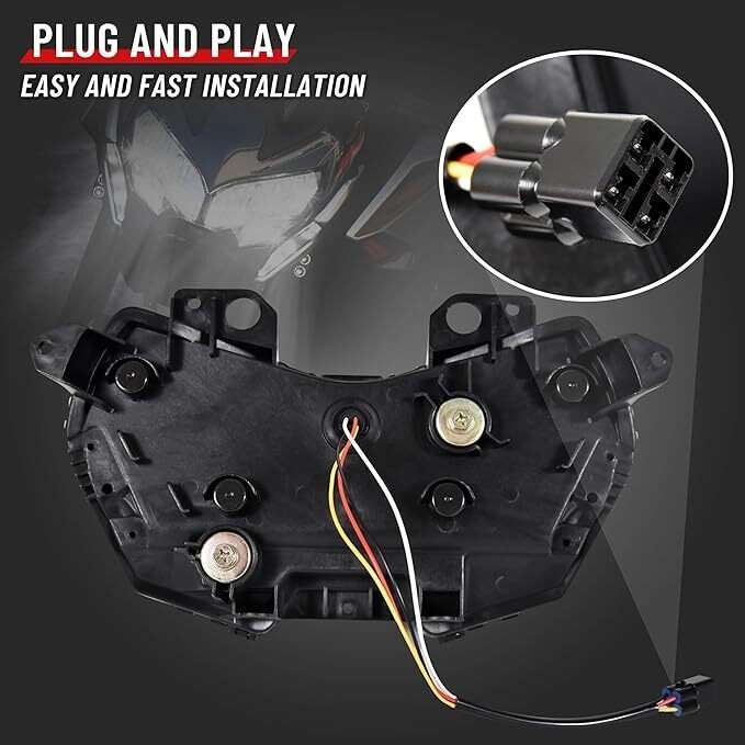 Black LED Headlight with Hi/Low Beam for Kawasaki Z900 Z400 Z650 2020+ Plug&Play
