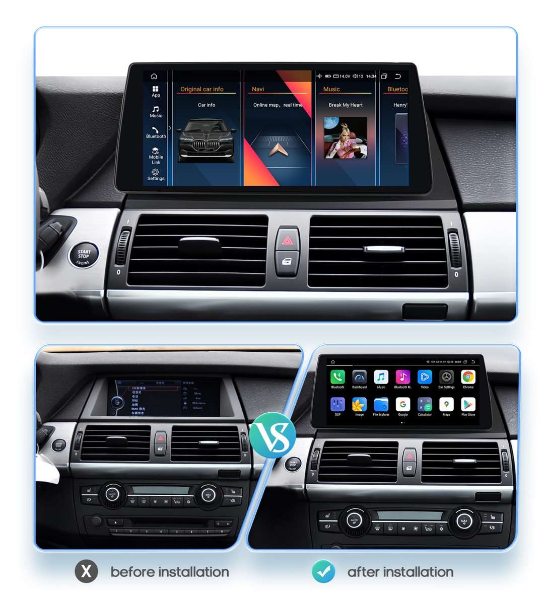 10.25" Car GPS Radio 8Core For BMW X5 X6 E70 E71 CIC Android 13 Wireless CarPlay