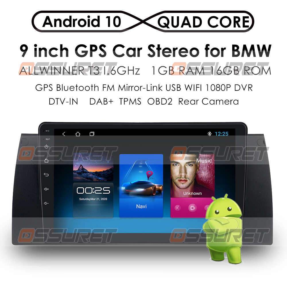 for BMW X5 E39 E53 GPS Navi Android 10 9" Car Stereo WiFi Radio Player BT+Canbus