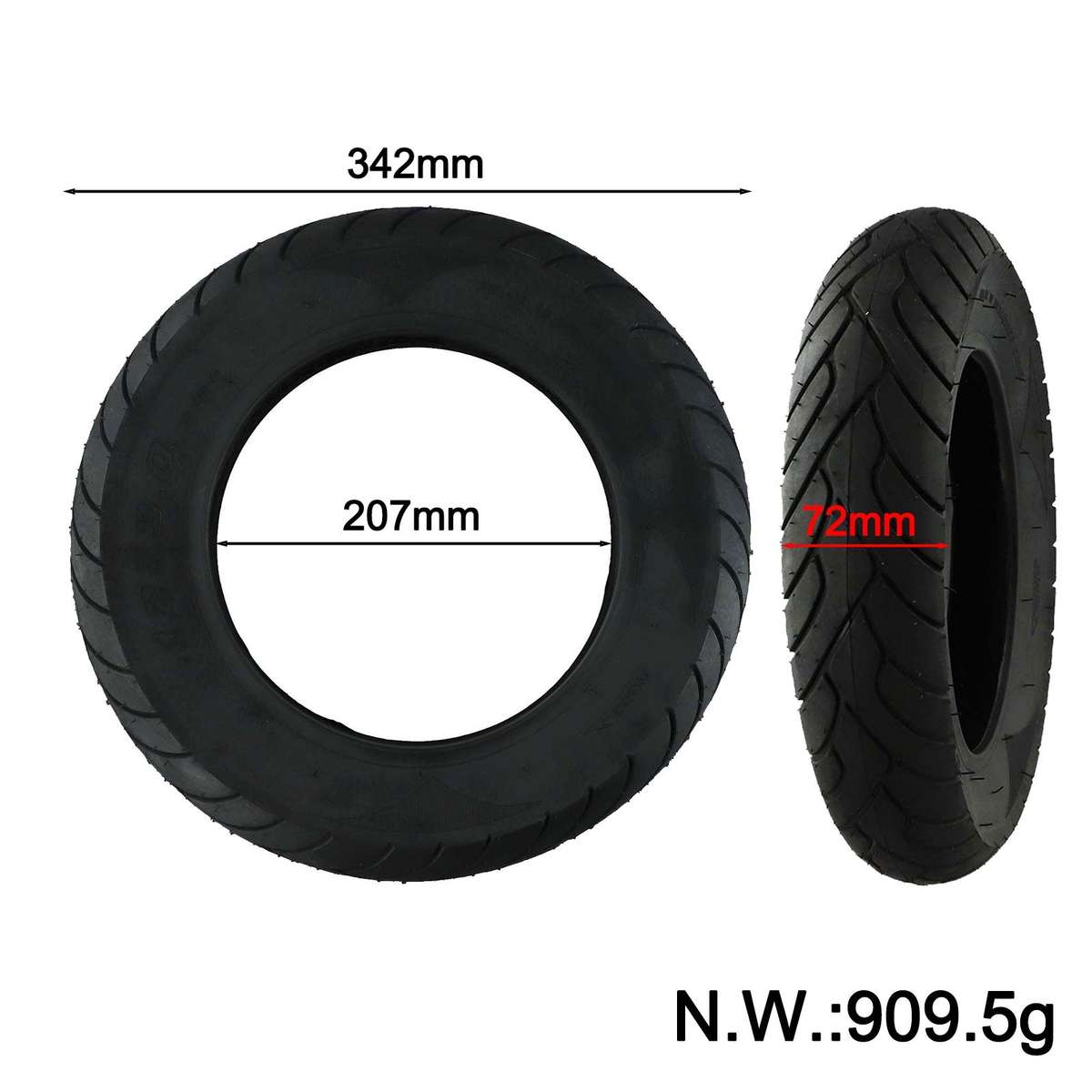 Rubber 12 Inch Outer Tire 12x3 0 For Scooters And Electric Bikes Strong Build