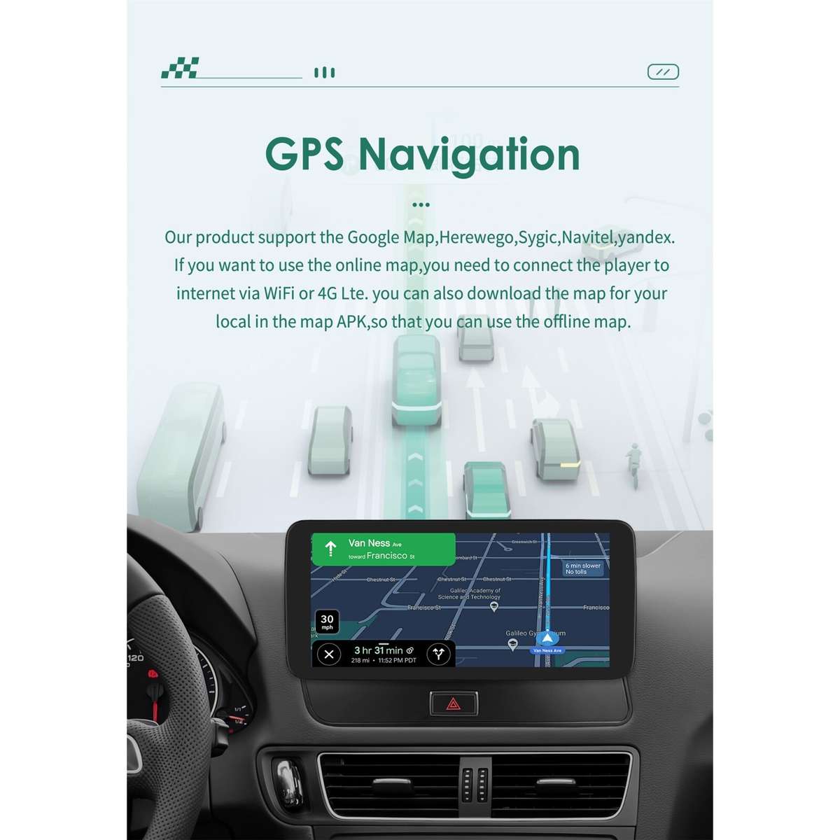 Wireless CarPlay Radio 10.33" for Audi Q5 2009-15 Android 12 Car GPS WiFi Player