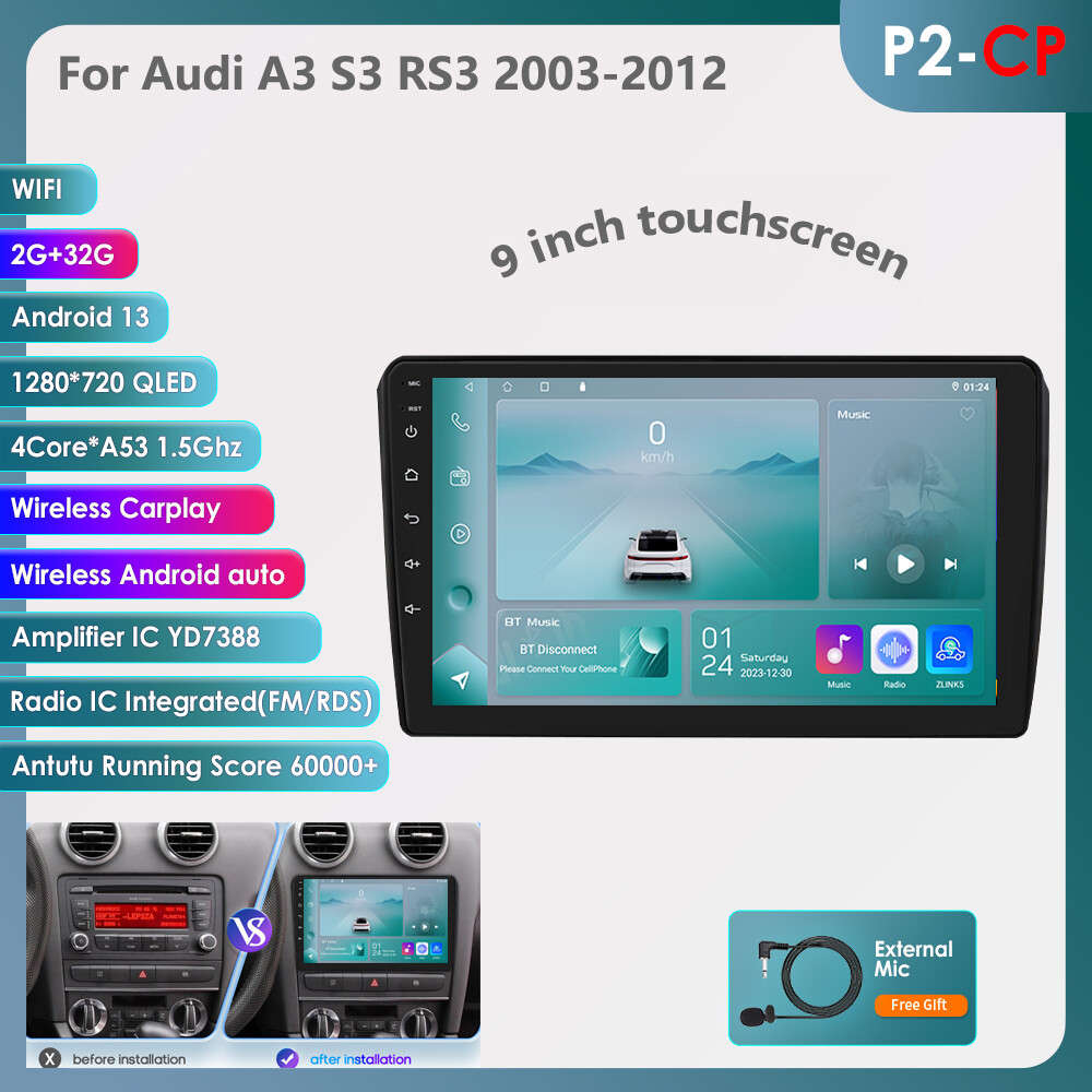Android 13 Carplay Car GPS Nav Radio Stereo For Audi A3 S3 RS3 2003-2012 2+32GB