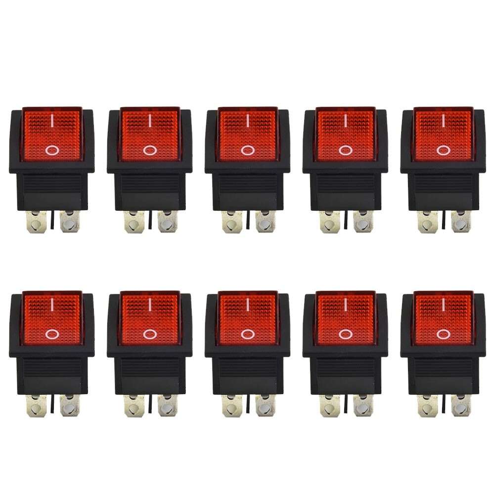 10*Red Light 4-Pin DPST ON-OFF Rocker Switch KCD4 15A 250V 20A 125V AC-Parts Kit