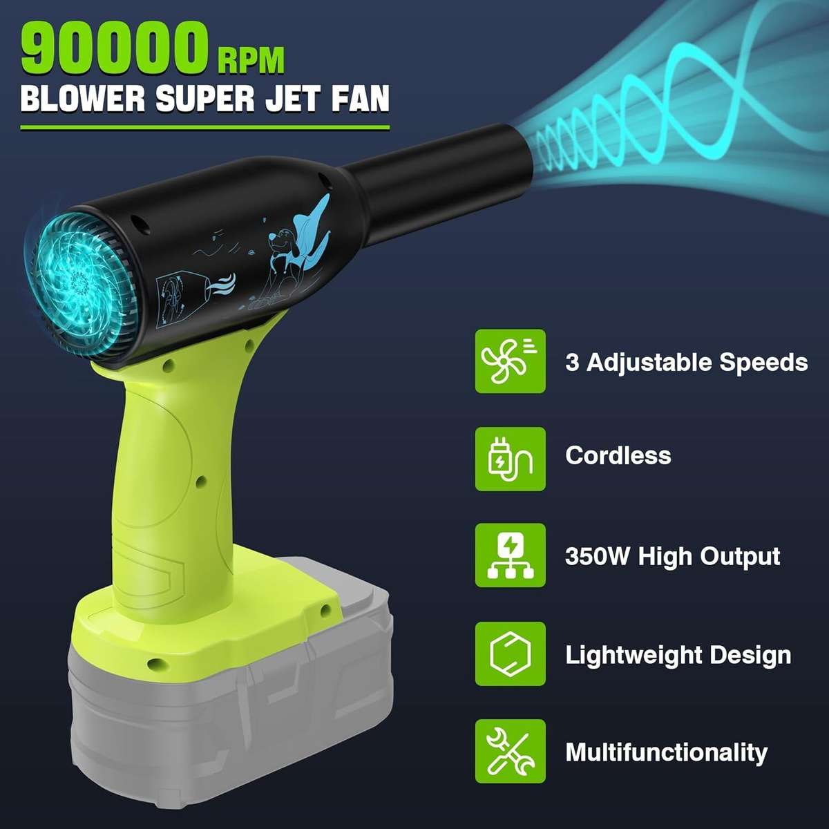 Leaf Blowers Cordless Dust Blower for Ryobi 18V Battery Portable Jet Dry Blower