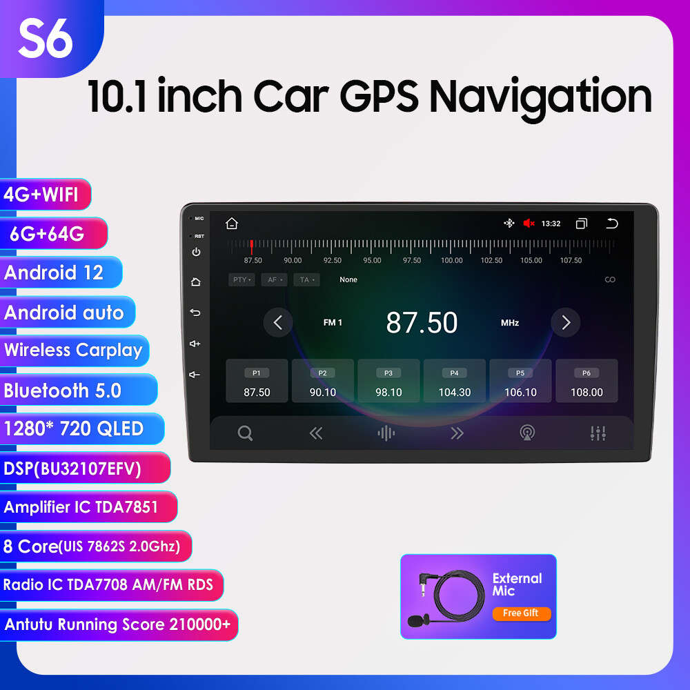 Octa Core Android 12 2Din 10.1" Car Radio Stereo CarPlay GPS Navi BT DSP 6+64GB