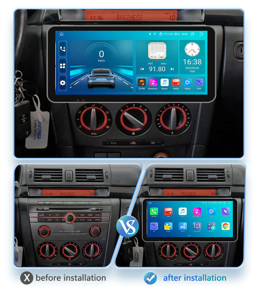 10.33" Android 12 8Core CarPlay Car Stereo Radio 6+64GB for Mazda 3 2004-2009 AI