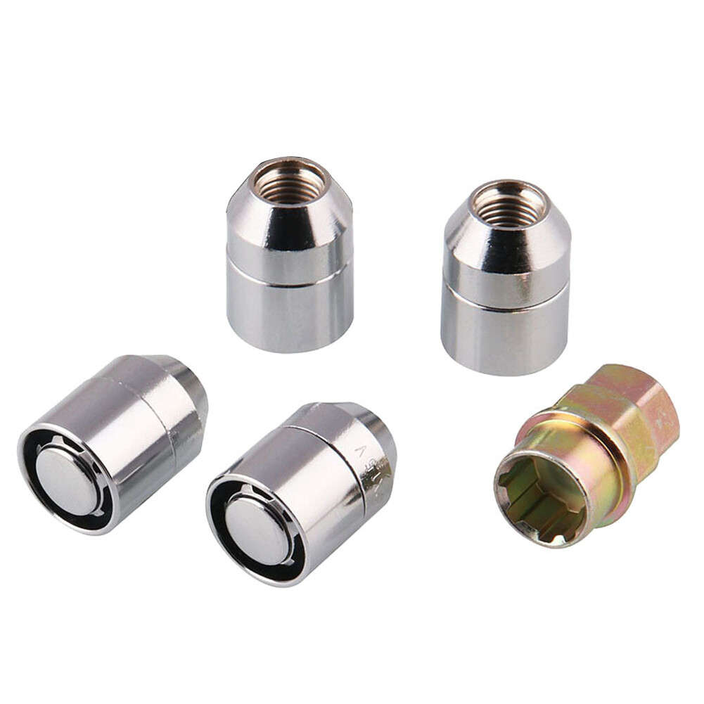 M12x1.5 Cone Seat Wheel Lug Nuts 4 Locks +1 Key Set Anti-theft Locking