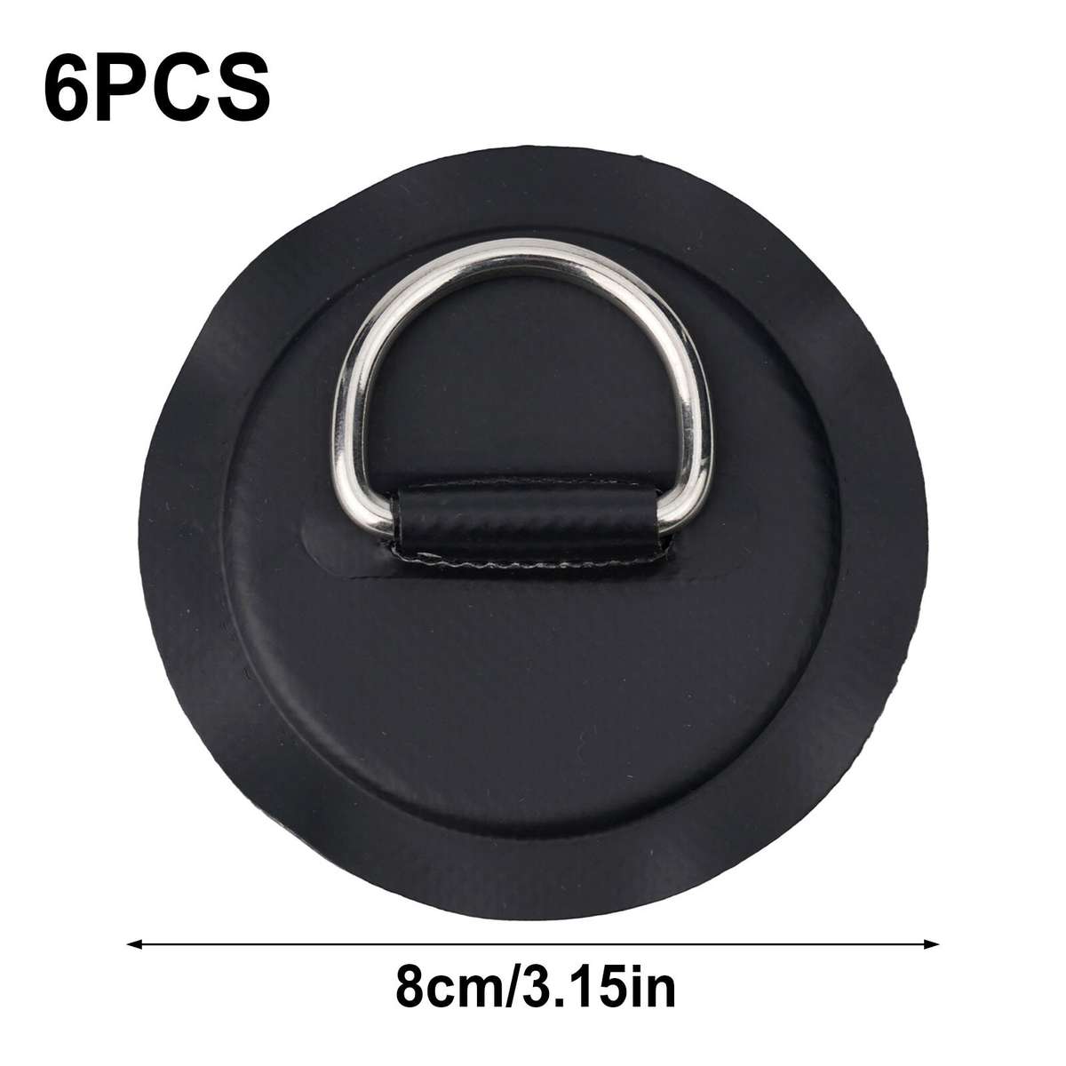 6pcs Black Stainless Steel D-Ring Patch For Inflatable Boat for KAYAK Dinghy