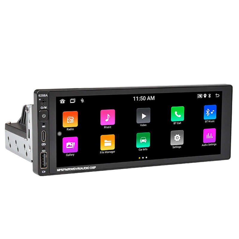 6.9" 1 Din Car Radio Touch Screen FM GPS Navi WiFi Carplay Android Player New