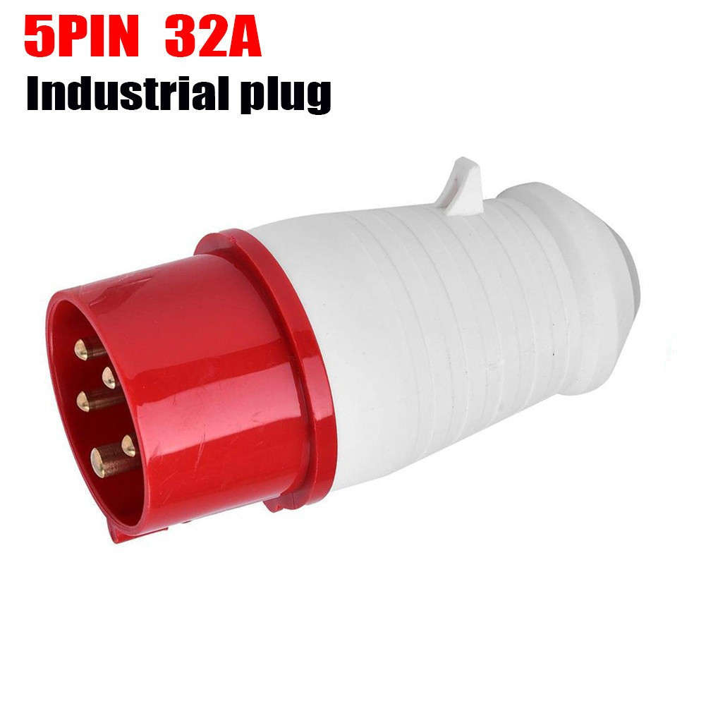 High Power 32A 5 PIN RED 3 PHASE Industrial Plug+Socket 415V Wall Mountable