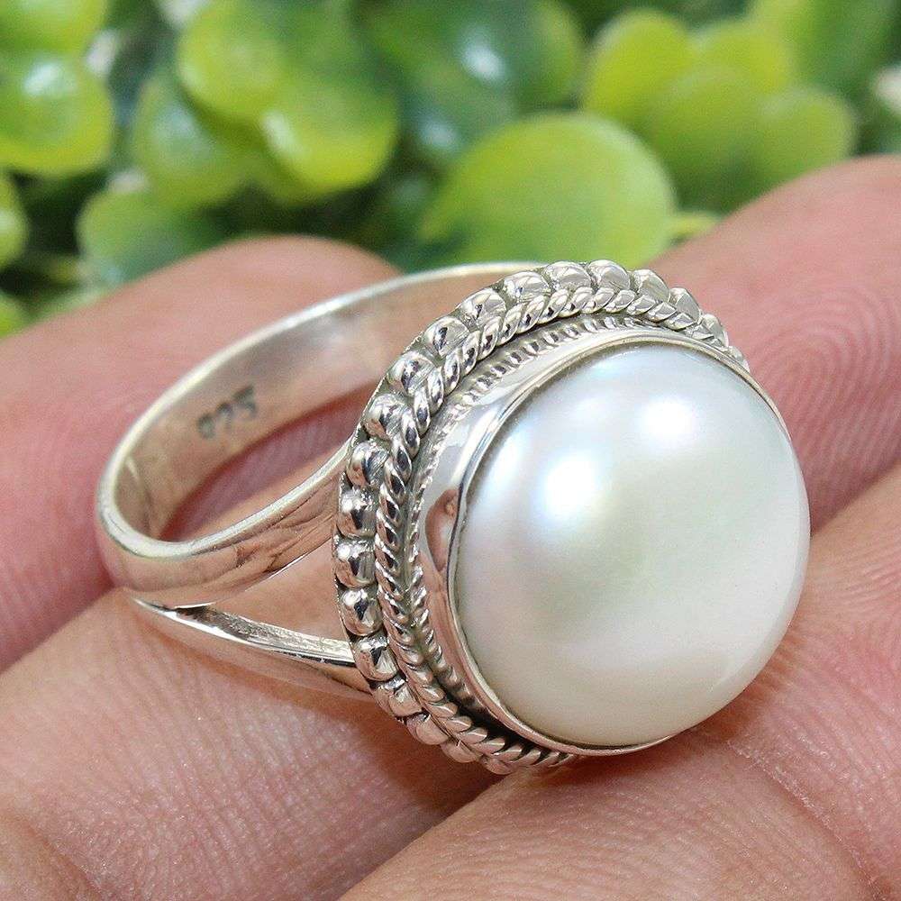 Sterling Silver Handmade Pearl Ring Size 7