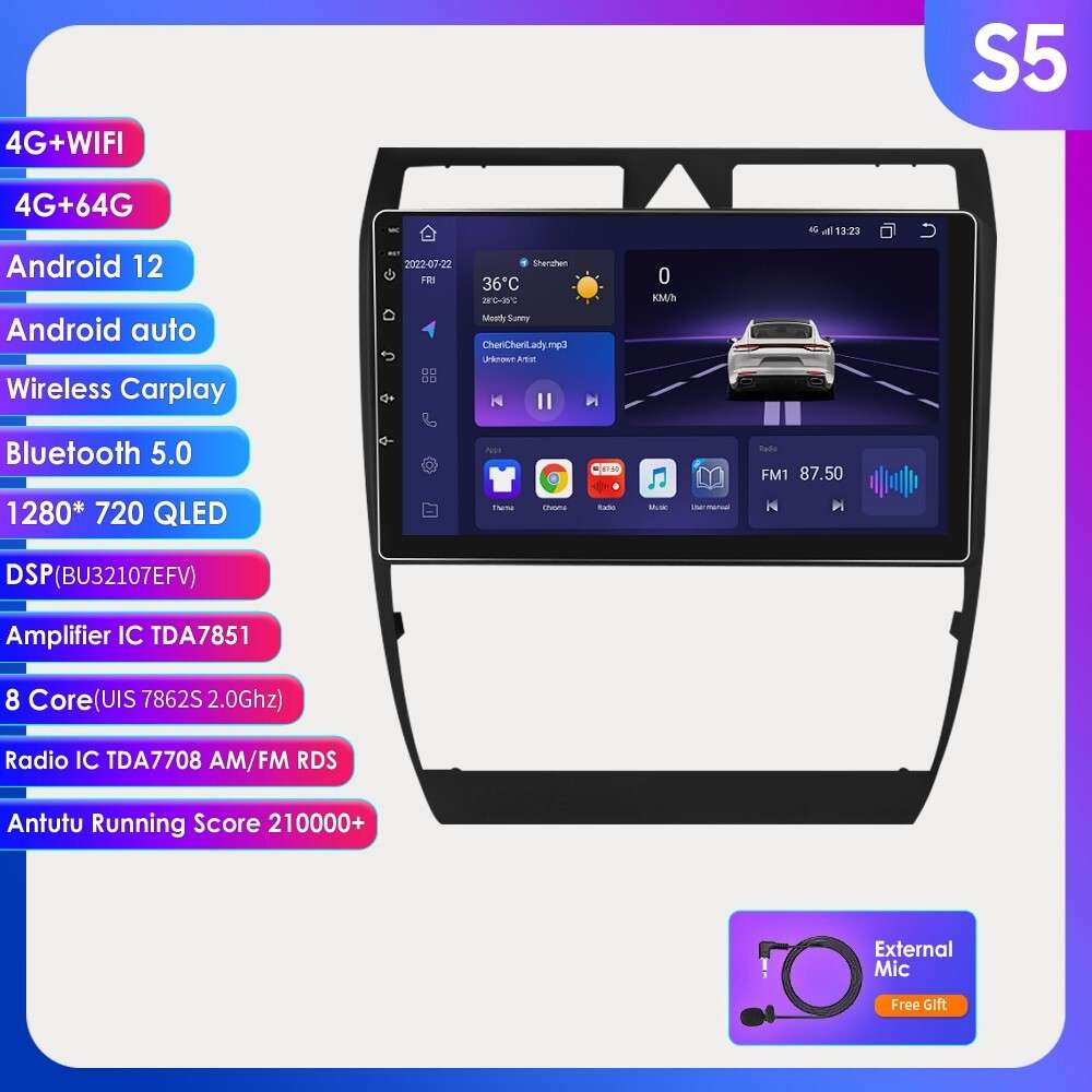 For 2004 Audi A6 C5 S6 Android 12 Car Stereo Radio GPS SatNav Wifi CarPlay 4+64G