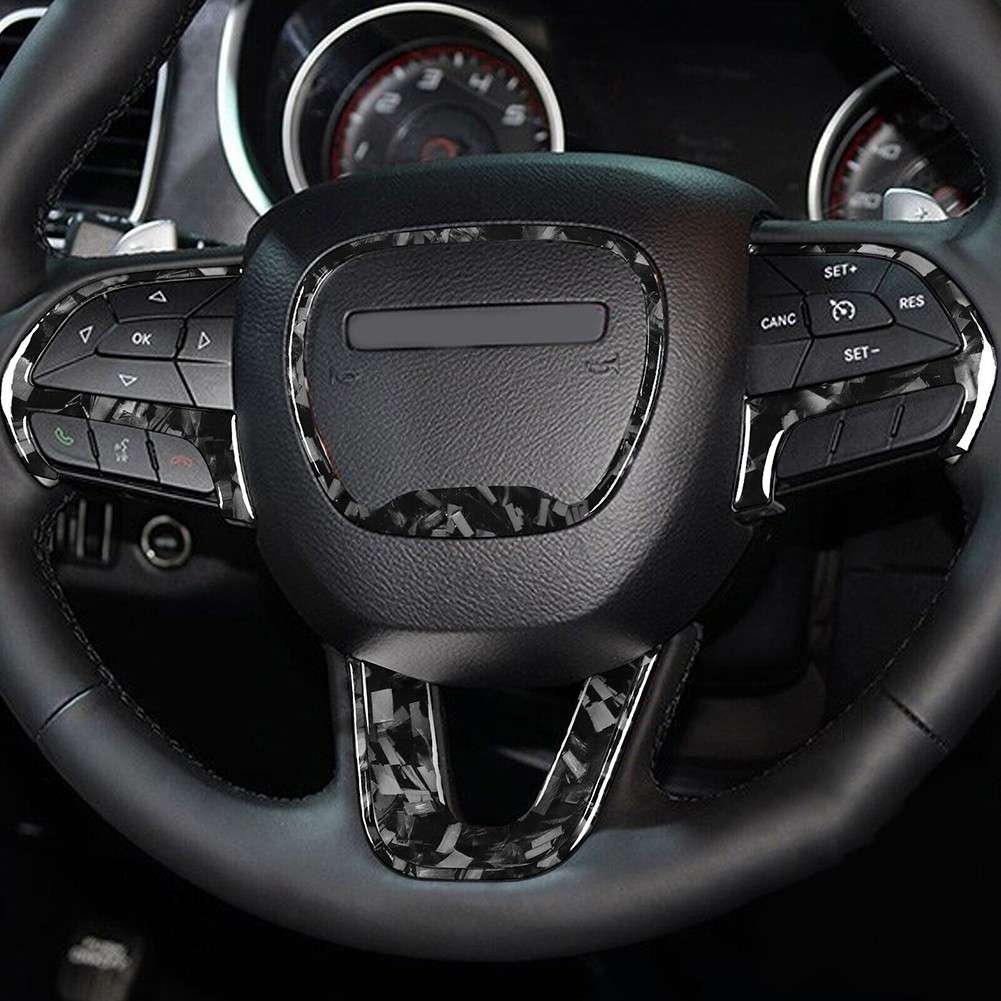 5X Forged Carbon Fiber Steering Wheel Panel Cover For Challenger 2015-2023