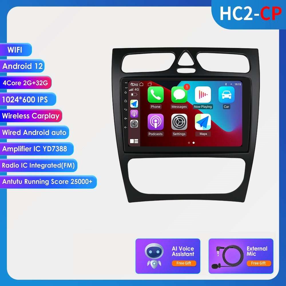 For Mercedes Benz C-Class W203 CLK-W209 C209 Android 12 GPS Stereo Radio CarPlay