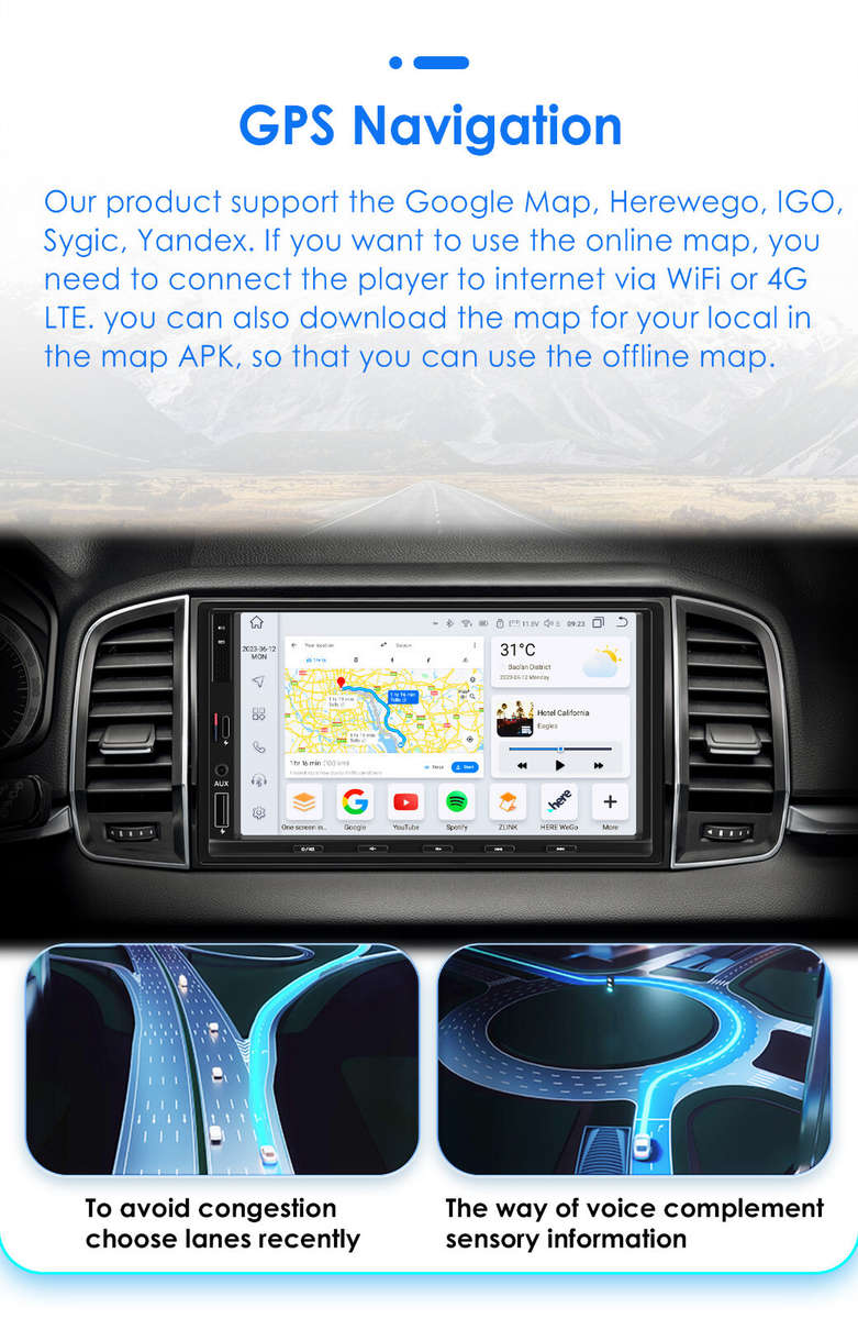 7" 2 Din Android 12 Universal Car Stereo CarPlay GPS Radio WiFi Player 4+32G AUX