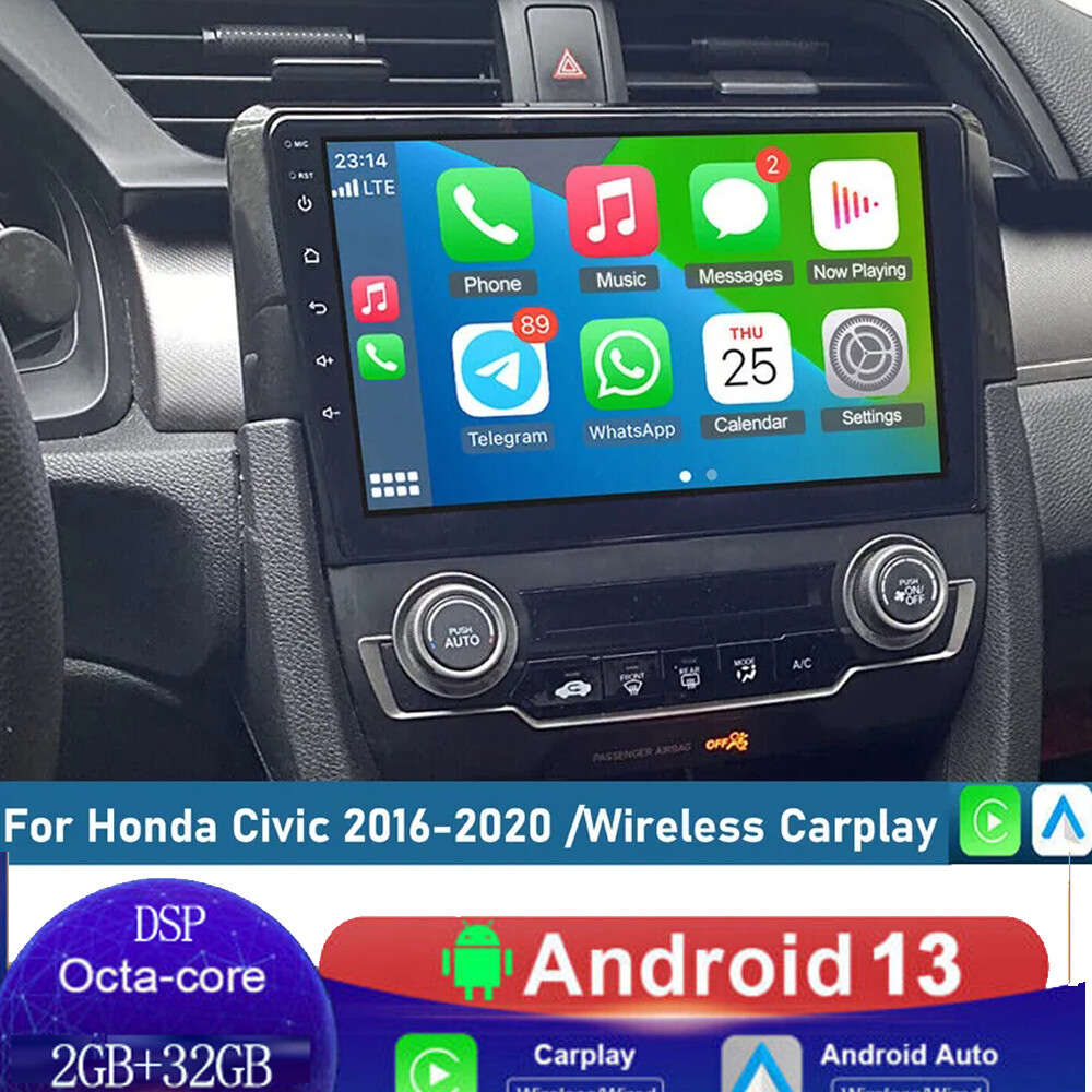 8-Core Android 13 Car Stereo Radio 9" for Honda Civic 2016-2021 CarPlay GPS DSP